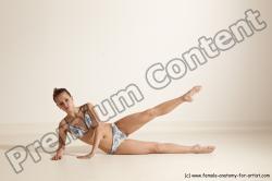 Swimsuit Gymnastic poses Woman White Moving poses Slim long brown Dynamic poses Academic